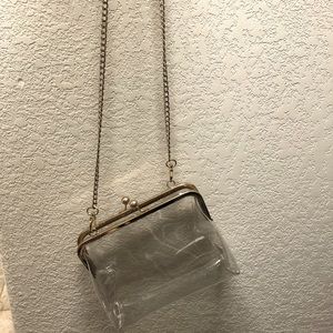 Clear bag with gold chain